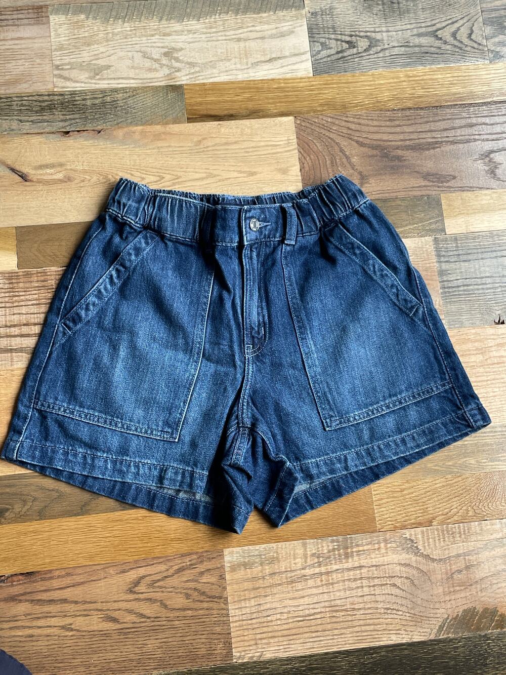 Gap Women's S Ultrasoft Denim Shorts Dark Wash Paperbag Patch Pocket